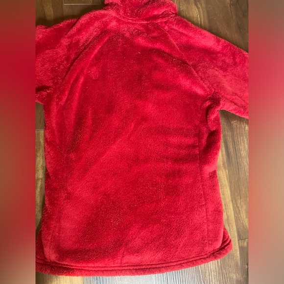 The North Face Womens XS Red Quarter Zip Fuzzy Fleece Pullover Sweater - Picture 4 of 7